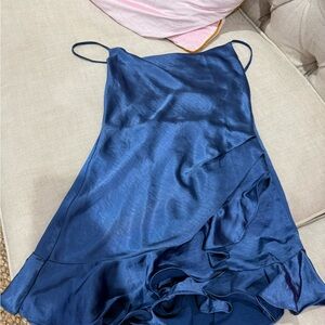 Princess Polly Navy Satin Short Romper